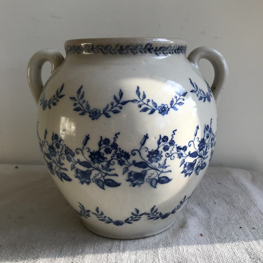 Rare Beautiful Blue and White St Uze Confit Pot