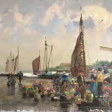 Load image into Gallery viewer, Stunning Dutch Flower Sellers Oil on Canvas
