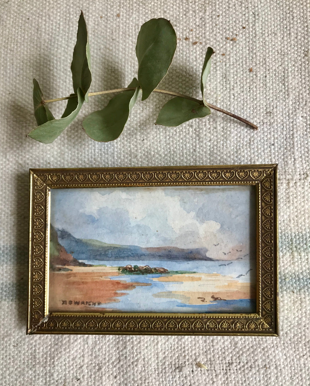 Miniature Coastal landscape watercolour